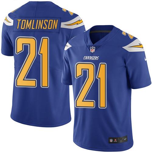 Nike Chargers #21 LaDainian Tomlinson Electric Blue Men's Stitched NFL Limited Rush Jersey - Click Image to Close